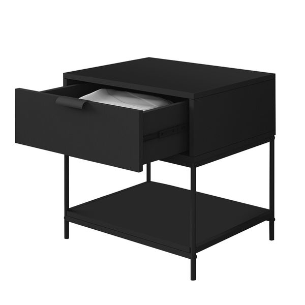 Black Bedside Table Side Cabinet Chest of Drawer Lamp Nightstand Sofa End Storage Bedroom Furniture Modern 50x40x50cm