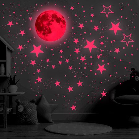 Glow in The Dark Stars Stickers  Moon for Kids Bedroom,Luminous Stars Stickers Create a Realistic Starry Sky,Room Decor,Wall Stickers Colorful