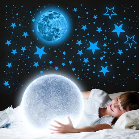 Glow in The Dark Stars Stickers  Moon for Kids Bedroom,Luminous Stars Stickers Create a Realistic Starry Sky,Room Decor,Wall Stickers Colorful