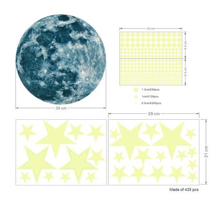 Glow in The Dark Stars Stickers  Moon for Kids Bedroom,Luminous Stars Stickers Create a Realistic Starry Sky,Room Decor,Wall Stickers Colorful