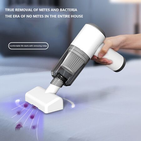 Car Vacuum Cleaner Mite Removal Machine, 4000Pa Handheld Mattress Cordless Vacuum,Strong Suction Cordless Vacuum Cleaner For Cleaning Bed,Pillow,Car(White)