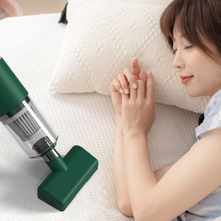 Car Vacuum Cleaner Mite Removal Machine, 4000Pa Handheld Mattress Cordless Vacuum,Strong Suction Cordless Vacuum Cleaner For Cleaning Bed,Pillow,Car(Green)