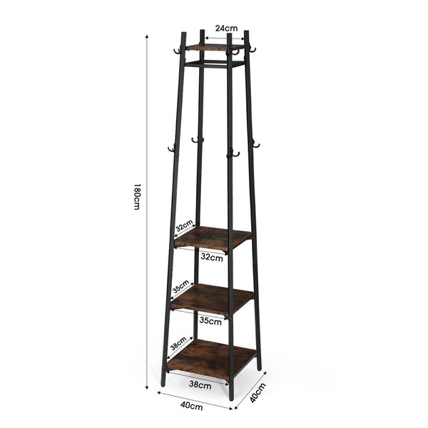 Clothes Rack Coat Stand Garment Organiser Closet Shelving Display Shelf Freestanding Hanger Hooks Portable Black