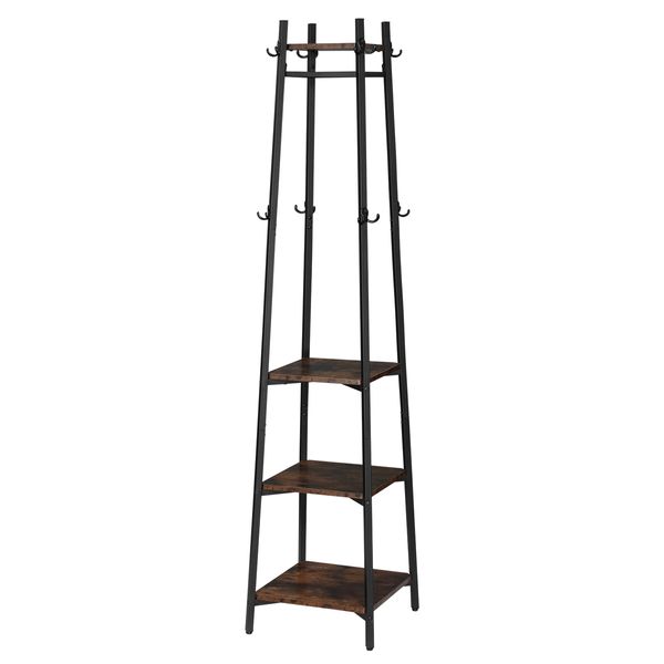 Clothes Rack Coat Stand Garment Organiser Closet Shelving Display Shelf Freestanding Hanger Hooks Portable Black