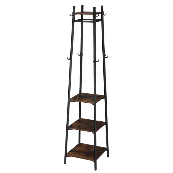 Clothes Rack Coat Stand Garment Organiser Closet Shelving Display Shelf Freestanding Hanger Hooks Portable Black