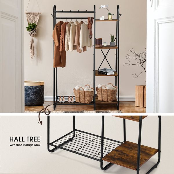 Coat Stand Storage Organiser Clothes Rail Garment Rack Hook Hanger Display Freestanding Shoe Shelf Entryway Hat Holder Hallway