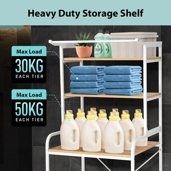 Over Toilet Shelf Rack Bathroom Organiser 3-tier Freestanding Storage Laundry Washing Machine Heavy Duty Towel Shelving