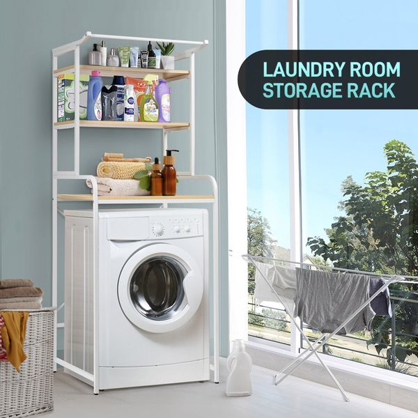 Over Toilet Shelf Rack Bathroom Organiser 3-tier Freestanding Storage Laundry Washing Machine Heavy Duty Towel Shelving