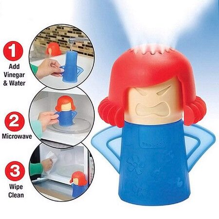 Angry Mama Microwave Cleaner, Microwave Oven Steam Fridge Odor Absorber Kitchen Equipment Easily Crud in Minutes Steam Clean