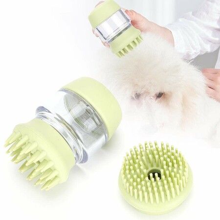 Pet Groong Shower Comb, Soft Silicone Pet Hair Multifunctional Brush (Green)