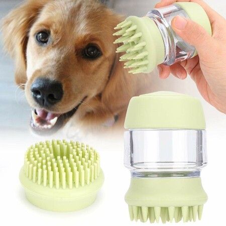 Pet Groong Shower Comb, Soft Silicone Pet Hair Multifunctional Brush (Green)