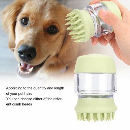 Pet Groong Shower Comb, Soft Silicone Pet Hair Multifunctional Brush (Green)