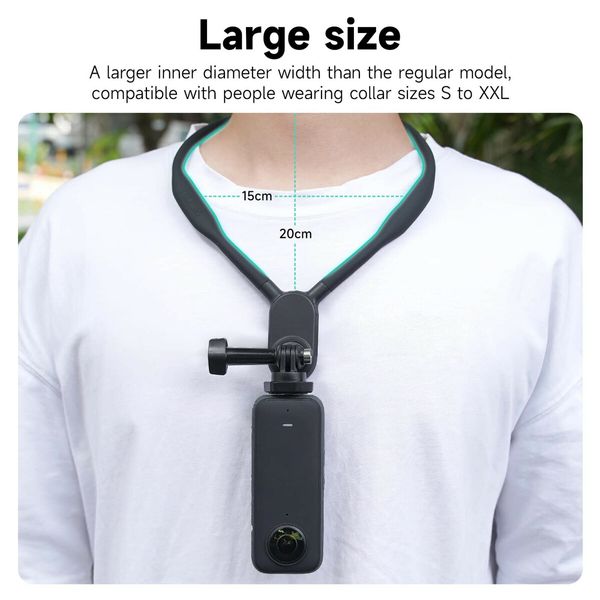 Magnetic Neck Mount Necklace Lanyard Strap Holder POV Selfie Hand Free Video Vlog for GoPro Max Go Pro Hero 11 Insta360-Black