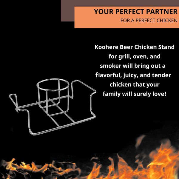 Beer Can Chicken Holder for Grill and Smoker,Premium Grade Stainless Steel Beer Chicken Stand with Handle (2 Pack)