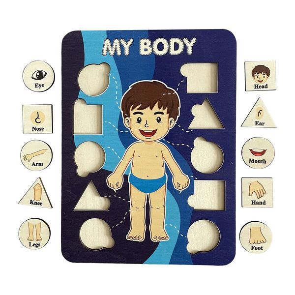 Learning Human Body Parts Body Puzzle for kids Learning Activities Wood Peg Puzzle Game for Kids for Birthday Gift