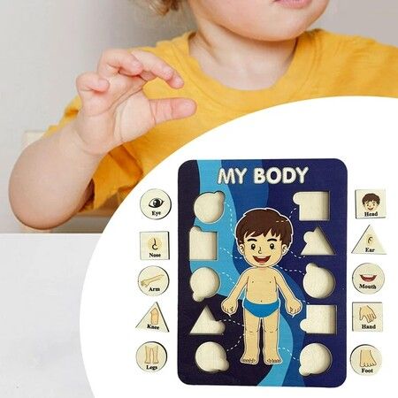 Learning Human Body Parts Body Puzzle for kids Learning Activities Wood Peg Puzzle Game for Kids for Birthday Gift