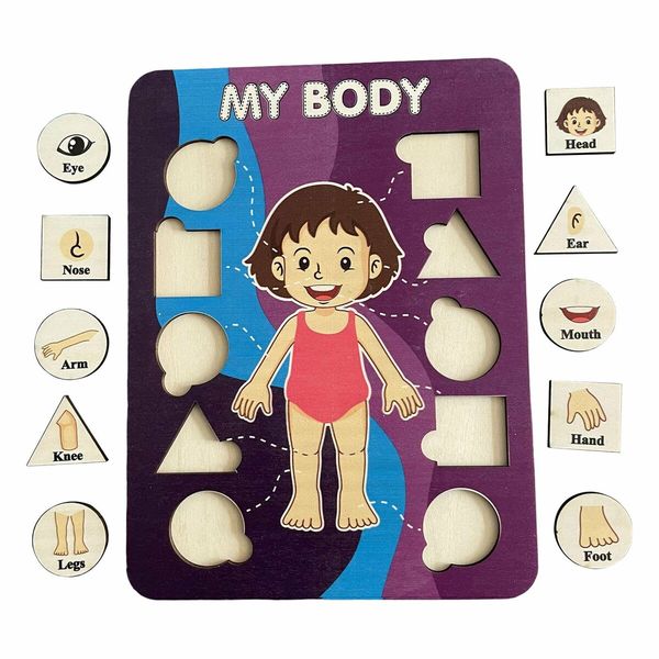 Learning Human Body Parts Body Puzzle for kids Learning Activities Wood Peg Puzzle Game for Kids for Birthday Gift