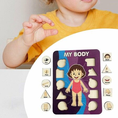 Learning Human Body Parts Body Puzzle for kids Learning Activities Wood Peg Puzzle Game for Kids for Birthday Gift