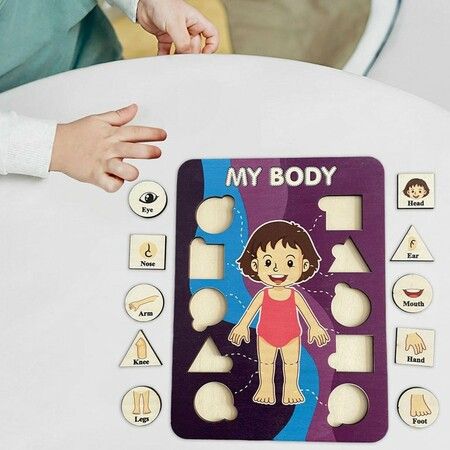 Learning Human Body Parts Body Puzzle for kids Learning Activities Wood Peg Puzzle Game for Kids for Birthday Gift