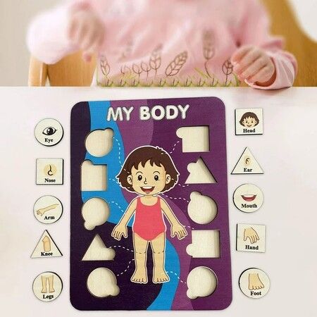 Learning Human Body Parts Body Puzzle for kids Learning Activities Wood Peg Puzzle Game for Kids for Birthday Gift