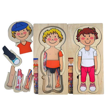 Wooden Body Puzzle for Toddlers & Kids, 28 Piece Educational Jigsaw Puzzle, Girls Anatomy Play Set