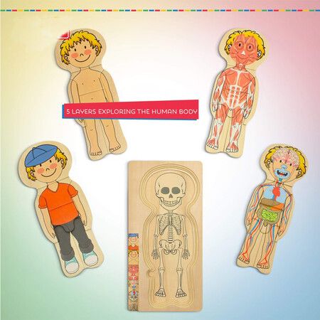 Wooden My Body Puzzle for Toddlers & Kids - 28 Piece Boys Anatomy Play Set