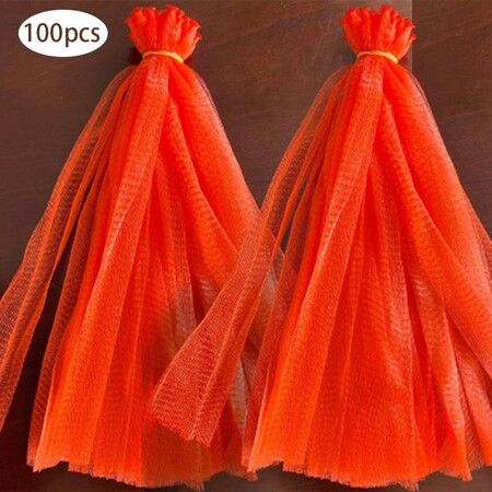 100Pcs Reusable Mesh Nylon Netting with Loop-Style Closures,24 Inch Red Reusable Nylon Mesh net Produce Grocery Toys Fruits Vegetables Storage Poly Bags,Seafood Bag (24 Inches,Red)