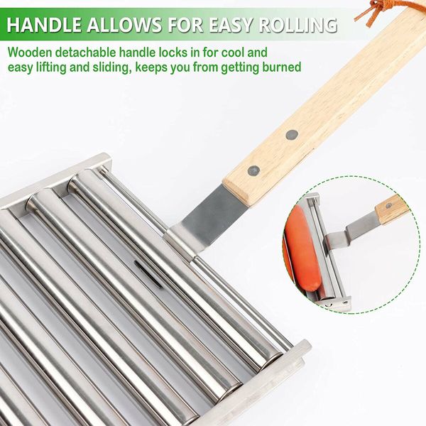 1pc Stainless Steel Hot Dog Rack, Sausage Roller Rack, Detachable Roasted Sausage Rack, Rolling Outdoor Barbecue Grill Barbecue Tools