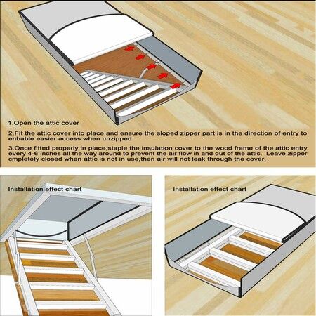 Attic Stairway Insulation Cover - Premium Energy Saving Attic Stairs Door Ladder Insulator Pull Down Tent with Zipper 25 in x 54 in x 11In (Attic Cover)