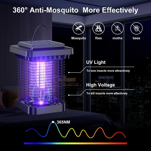 Bug Zapper for Outdoor and Indoor,Mosquito Zapper with High Powered 4200V Electric,Fly Traps Waterproof Fly Zapper Mosquito Killer for Home Backyard Patio Garden Camp