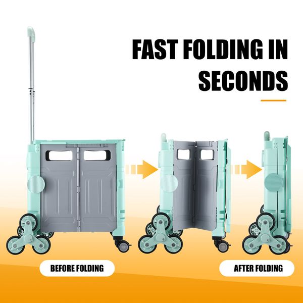 Foldable Shopping Cart Trolley Grocer Rolling Utility Luggage Bag Market Travel Shop Moving Stair Climbing Wheels 75L