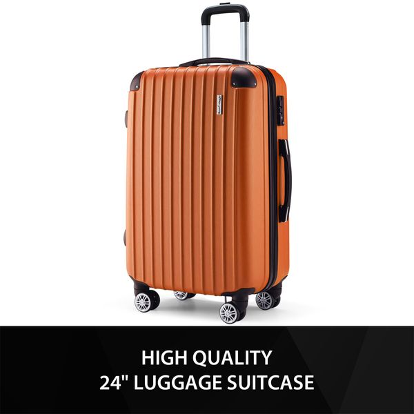 Carry On Suitcase Hard Shell Luggage Travel Baggage Cabin Case Travelling Bag Lightweight 4 Wheel Rolling Trolley TSA Lock 24 Inch