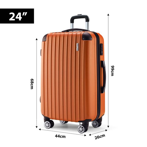 Carry On Suitcase Hard Shell Luggage Travel Baggage Cabin Case Travelling Bag Lightweight 4 Wheel Rolling Trolley TSA Lock 24 Inch