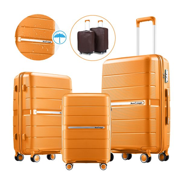 3 Piece Carry On Luggage Set Travel Suitcase Hard Shell Cabin Lightweight Checked Bag Baggage Rolling Trolley TSA Lock