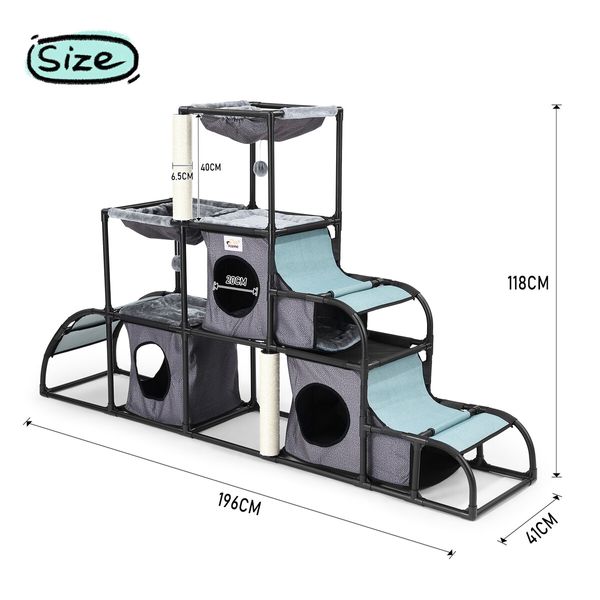 Cat Tree Scratching Post Scratcher Tower Condo Nest Hammock Climbing Play House Bed Gym DIY Pet Toys Furniture Multi-Level