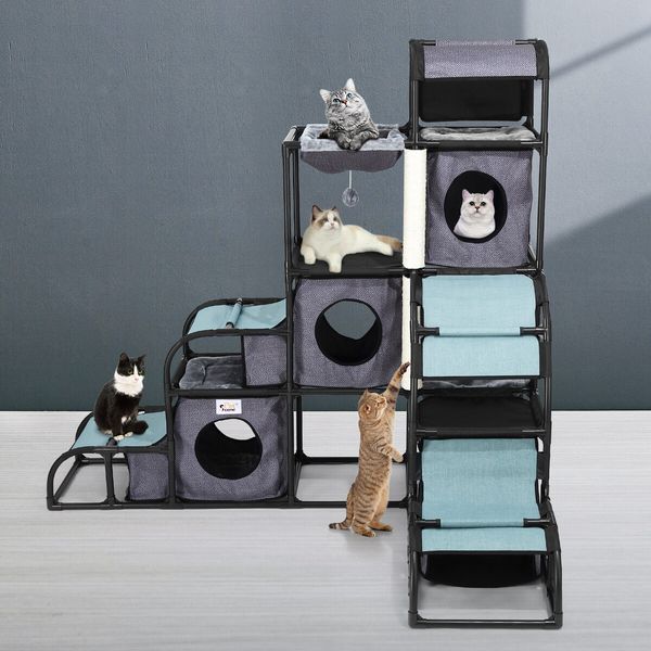 Cat Tower Tree Scratching Post Climbing Scratcher Play House Furniture Pet Toys Condo Hammock Nest Bed Gym Activity Center Multi-Level