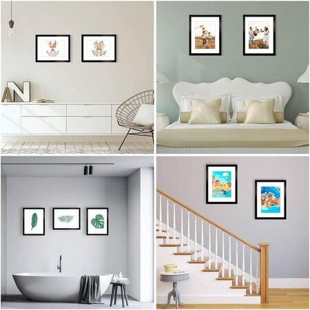 Black 11x14 Picture Frame Set of 3,Display Pictures 8x10 with Mat or 11x14 Without Mat for Wall Mounting Display