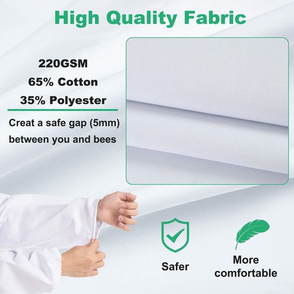 Professional Bee Suit for Men Women,Beekeeping Suit Beekeeper Suit with Glove &Ventilated Hood,Multi-Size Bee Outfit for Backyard and Bee Keeper (Size:XXL)