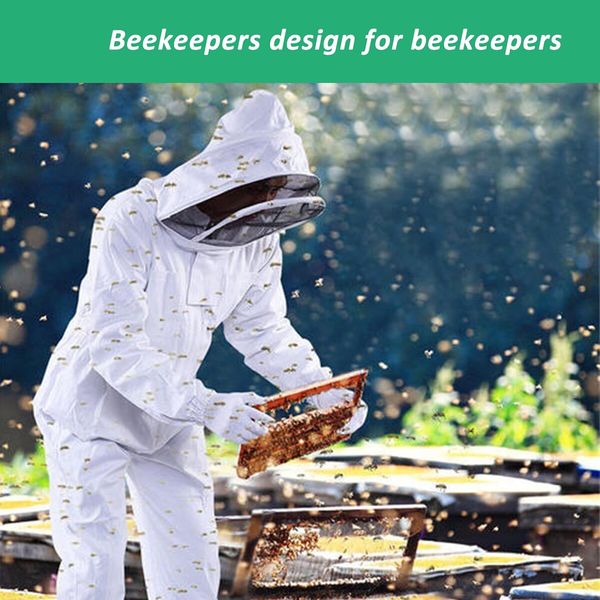 Professional Bee Suit for Men Women,Beekeeping Suit Beekeeper Suit with Glove &Ventilated Hood,Multi-Size Bee Outfit for Backyard and Bee Keeper (Size:XL)