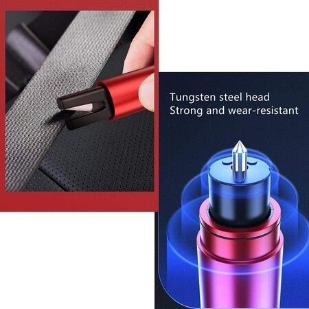 2 Pack Car Safety Hammer Emergency Escape Tool One Second Window Breaker Seatbelt Cutter Car Glass Breaker Life(Red)