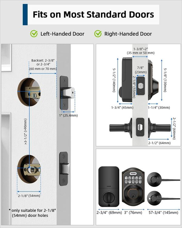 Fingerprint Door Lock Keyless Entry Electronic Keypad Deadbolt Front Door Lock Set with Auto Lock and 1 Touch Locking, Oil Rubbed Bronze