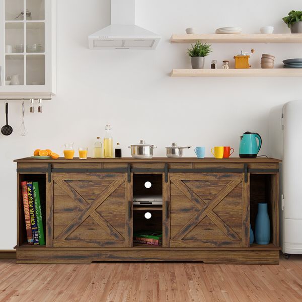 TV Kitchen Console Table Dining Cabinet Stand Farmhouse Entertainment Unit Bench Sideboard Buffet Hallway Entryway Storage Centre