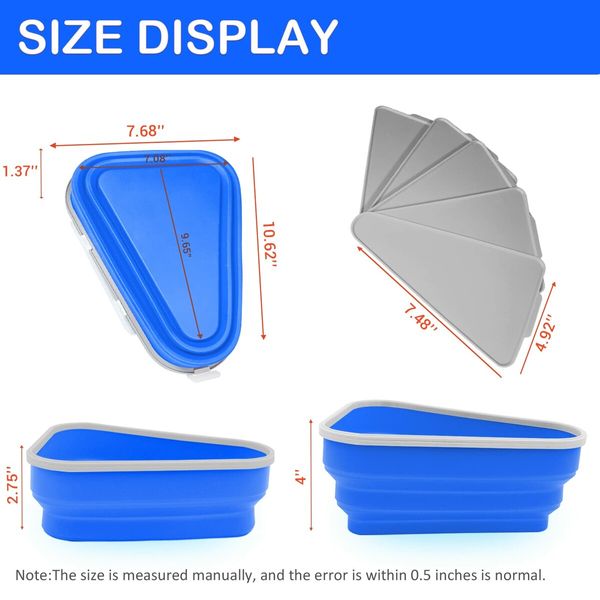 Adjustable Pizza Storage Container,Pizza Slice Container can be Microwaved and Reused,Pizza Slice Pack with 5 Heating Plates (Blue)