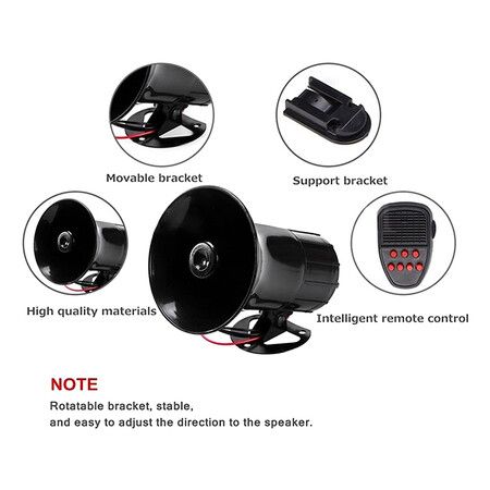 12V 50W 120dB Air Siren Horn Warning Alarm Megaphone for Car Truck MIC Speaker