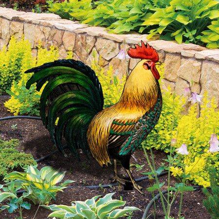 Rooster Decor, Acrylic Yard Chicken Decorations for Backyard, Lawn, Pathway, Garden, Lawn