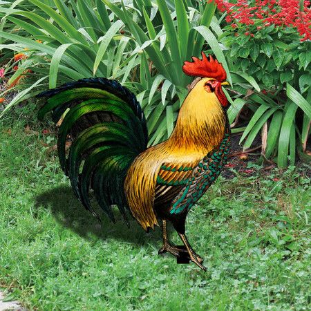 Rooster Decor, Acrylic Yard Chicken Decorations for Backyard, Lawn, Pathway, Garden, Lawn