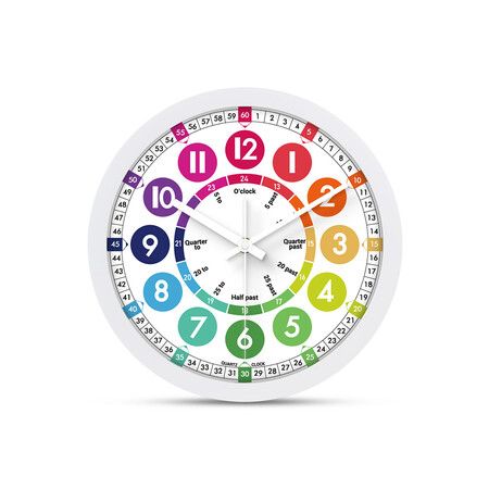 Time Teaching Clock 12 Inch Silent Wall Clock for Kids Learning Time