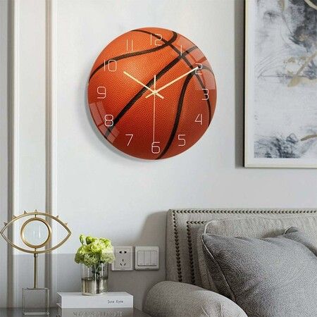 Basketball Wall Clock Bedroom Livingroom Birthday Chritmas Gifts Present for Kids Son Boys Baby Child NBA Basketball MLB Fans