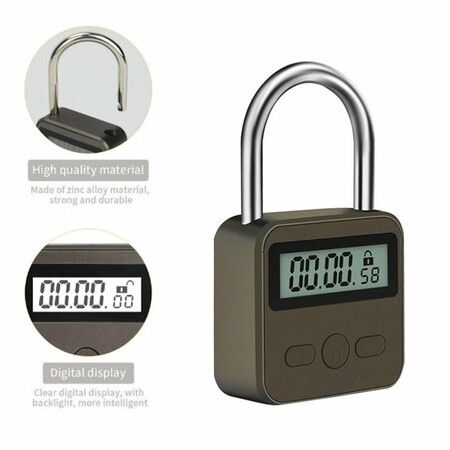 Smart Time Lock LCD Display Time Lock Multifunction Travel Electronic Timer, Waterproof USB Rechargeable Temporary Timer Padlock