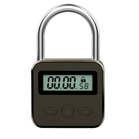 Smart Time Lock LCD Display Time Lock Multifunction Travel Electronic Timer, Waterproof USB Rechargeable Temporary Timer Padlock